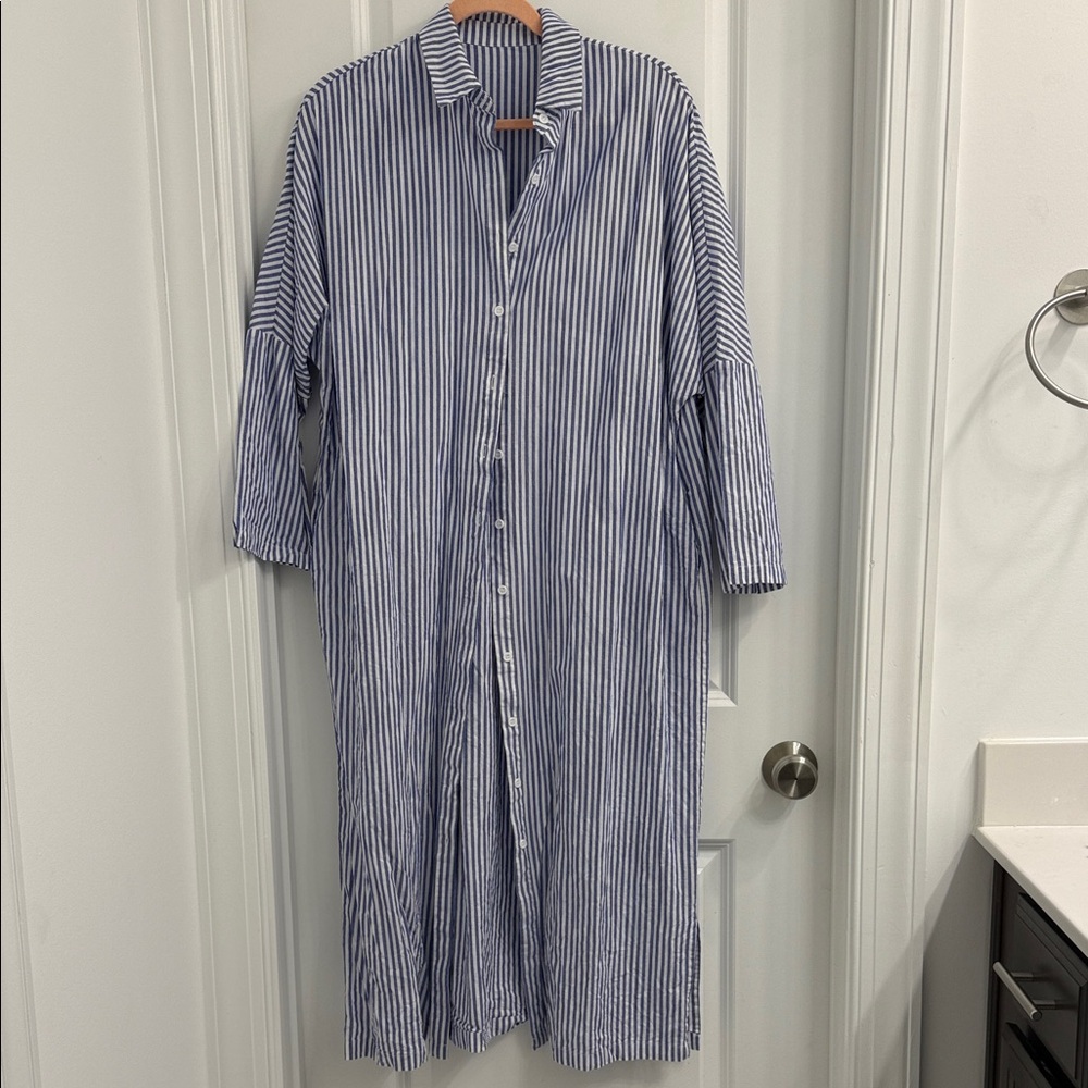 Amazon Striped Maxi Dress in Blue and White
